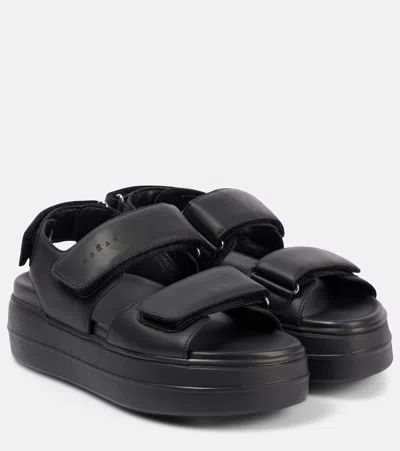 Hogan H680 Leather Sandals In Black