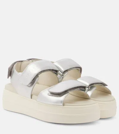 Hogan Sandalen H680 Aus Metallic-leder In Weiss