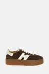 Hogan Chocolate Brown Suede Platform Sneakers With Lace-up Closure And H Logo Detail In Brown