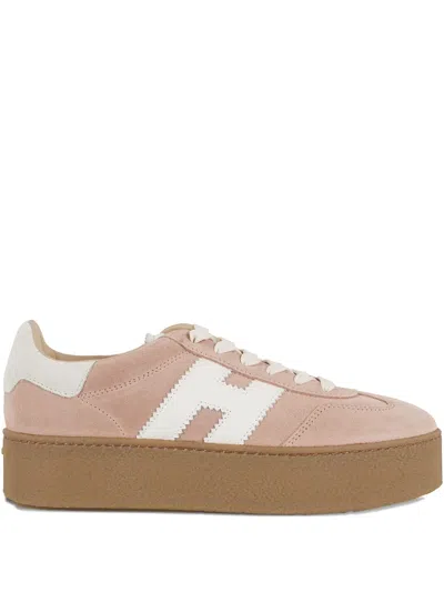 Hogan H681 Platform Suede Sneakers In Pink