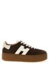 Hogan Suede Platform Sole Sneakers In Brown