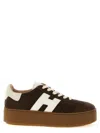 Hogan Suede Platform Sole Sneakers In Brown