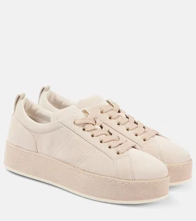 Hogan H681 Suede Platform Sneakers In Beige