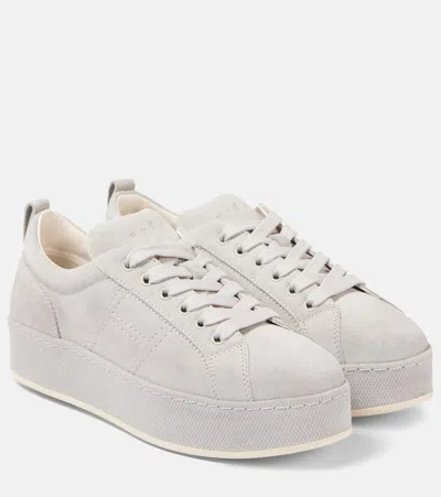 Hogan H681 Suede Sneakers In White