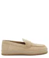 Hogan Loafers With Rubber Sole And Suede Finish In Beige