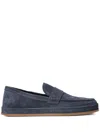 Hogan Slip-on Suede Loafers Rubber Sole In Blue