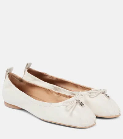Hogan H684 Bow-detail Leather Ballet Flats In White