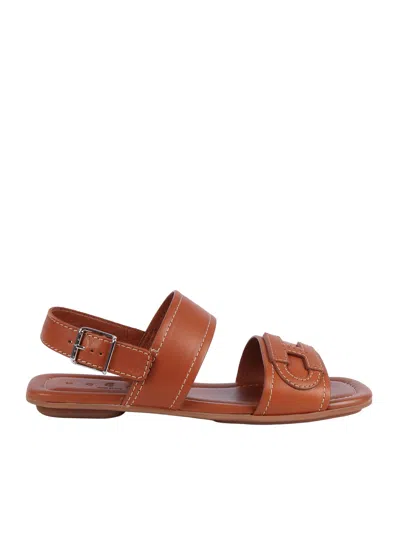 Hogan H685 Brown Calfskin Ankle Sandals