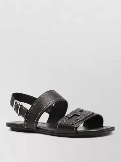 Hogan H685 H Sandal Open Toe Flat Sole In Black