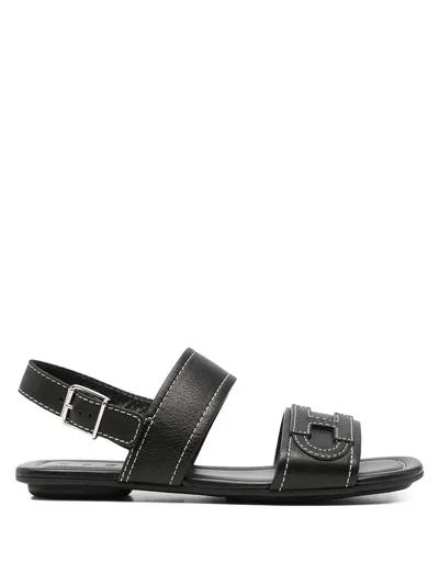 Hogan Heeled Sandal Woman Color Black In Animal Print