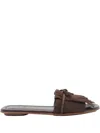 Hogan Fringe Detail Suede Sandals With Square Toe In Brown