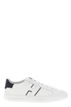 Hogan White Leather Sneakers With Logo Design And Rubber Sole In Blue