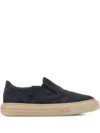 Hogan Navy Blue Suede H691 Slip Ons In Gray