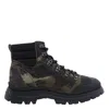 Hogan Camouflage High-top Leather Booties In Green