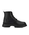 Hogan H692 Lace-up Leather Boots With Zip Shoes In Black