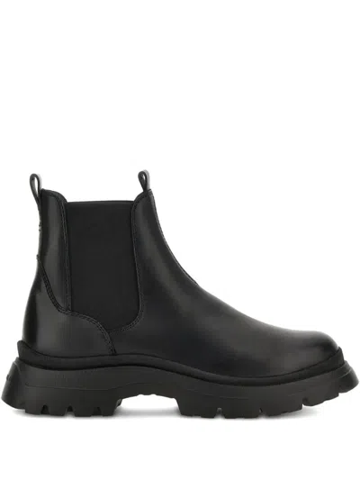 Hogan H692 Leather Chelsea Boots Shoes In Black