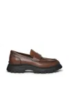 Hogan Round-toe Loafers In Brown