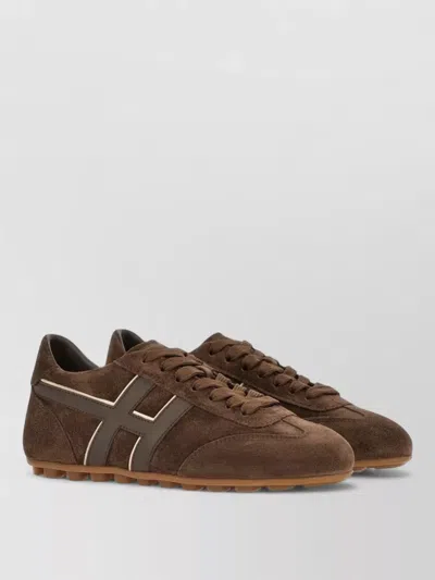 Hogan H693 Leather Lace Up Sneakers In Brown