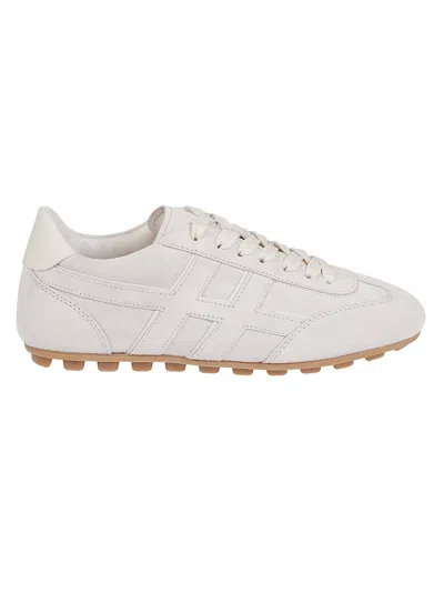 Hogan H693 Monochromatic Calf Leather Sneakers In White