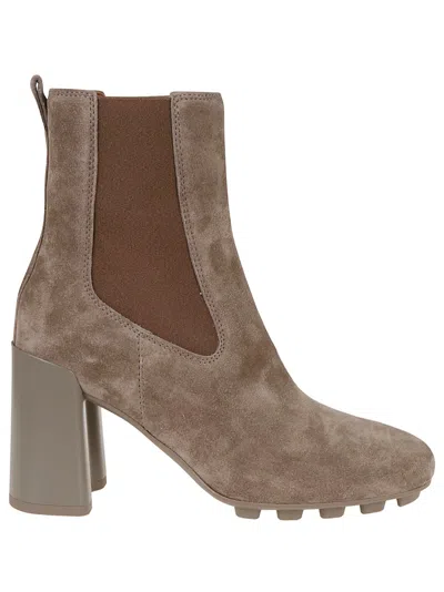Hogan H695 Suede Chelsea Boots In Brown