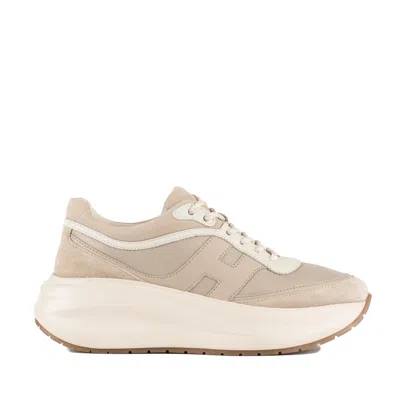 Hogan H696 Beige Sneakers In Brown