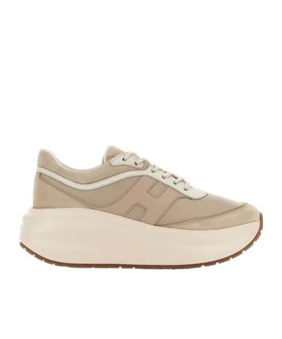 Hogan H696 Chunky Runner Sneakers In Brown