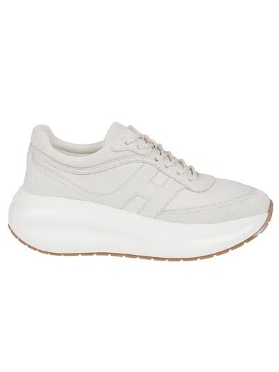 HOGAN HOGAN H696 LACE-UP SNEAKERS WITH NAPPA LEATHER AND SUEDE INSERTS
