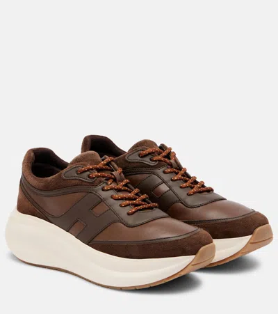 Hogan Brown Lace Up Sneakers