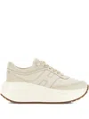 Hogan 'rebel' Calf Leather Sneakers In Ivory In White