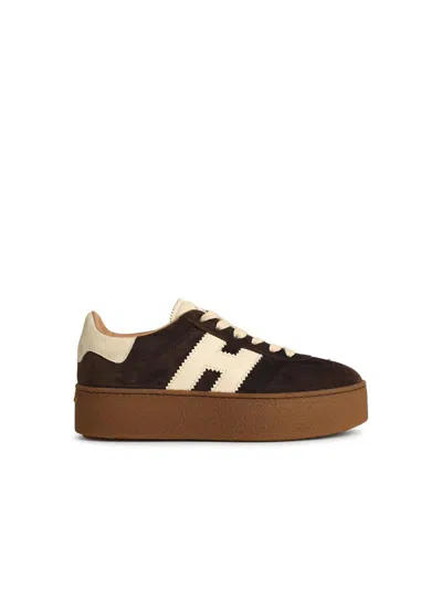 Hogan Suede Platform Sole Trainers In Brown