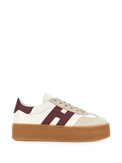 Hogan Two Tone Leather And Suede H698 Sneakers In Neutral