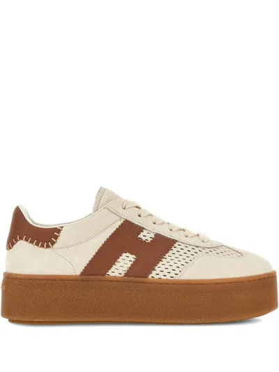 Hogan H698 Perforated-detail Platform Sneakers In Neutral