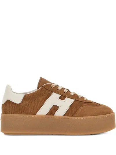 Hogan H698 Suede Platform Sneakers In Brown