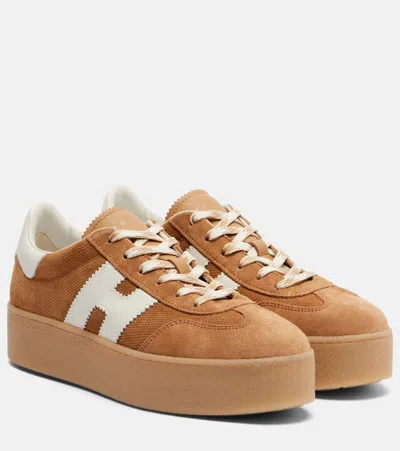 Hogan H698 Suede Platform Sneakers In Brown