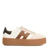 Hogan Butter-colored Suede And Nappa Leather Sneakers In Multi