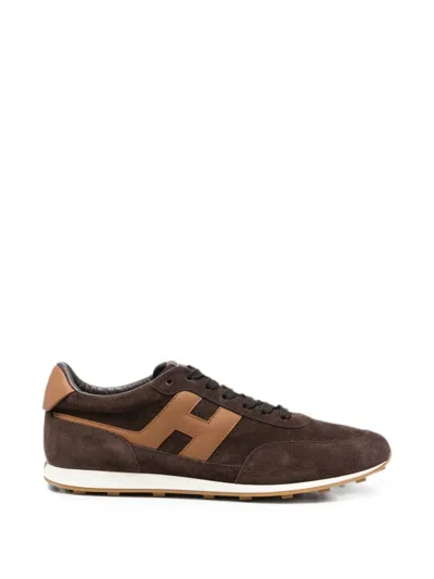 Hogan H699 Logo-patch Sneakers In Brown