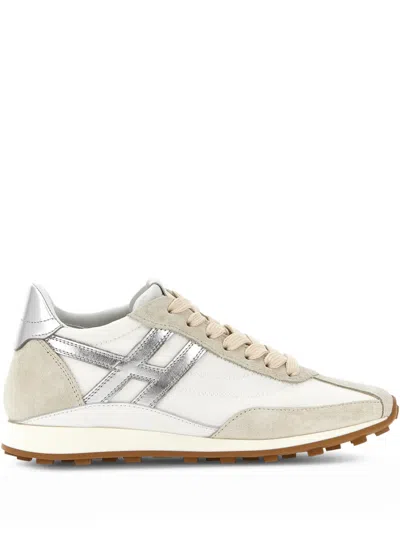 Hogan H699 Metallic-logo Sneakers In White