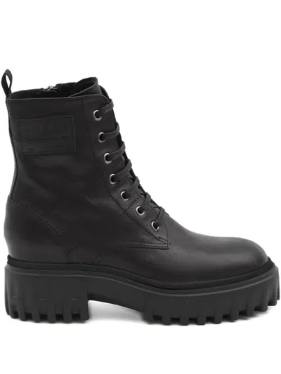 HOGAN HOGAN H700 CHUNKY BIKER BOOTS IN LEATHER SHOES