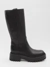 Hogan Knee-high Boots With Chunky Sole And Pull Tab In Black