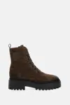 Hogan Combat Boots With Round Toeline And Chunky Sole In Brown