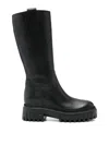 Hogan Knee-high Boots With Chunky Sole And Pull Tab In Black