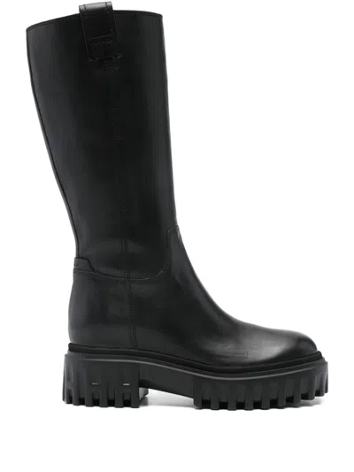 Hogan H700 Leather Mid-calf Boots In Black