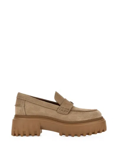 Hogan H700 Lug-sole Loafers In Animal Print