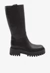 Hogan Knee-high Boots With Chunky Sole And Pull Tab In Black