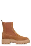 Hogan Chunky Sole Ankle Boots With Suede Finish In Brown