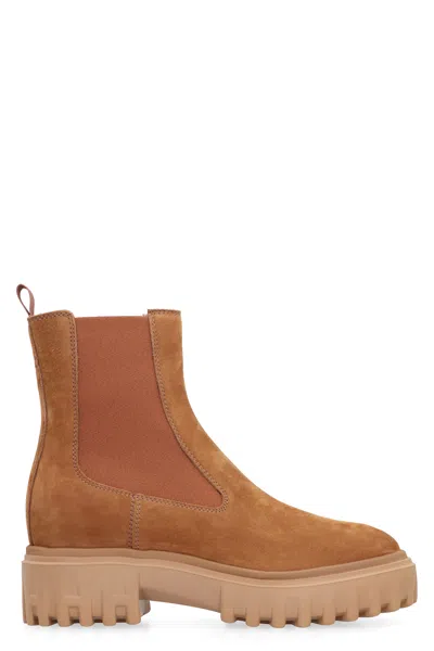 Hogan H700 Nubuck Chelsea Boots In Brown