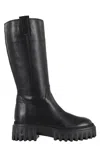 Hogan Knee-high Boots With Chunky Sole And Pull Tab In Black