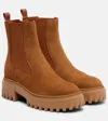 Hogan Chunky Sole Ankle Boots With Suede Finish In Brown