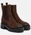 Hogan Chunky Platform Ankle Boots With Elastic Panels In Burgundy