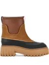 Hogan Chunky Sole Ankle Boots With Pull Tab In Brown